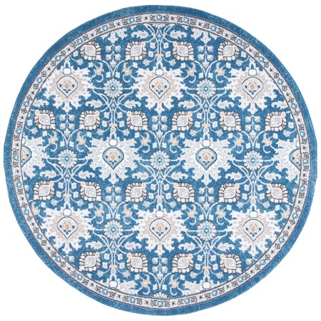 Safavieh 6 ft.-7 in. x 6 ft.-7 in. Power Loomed Liberty 700 Round Rug, Dark Blue & Ivory - 0.23 in. LIB742N-7R
